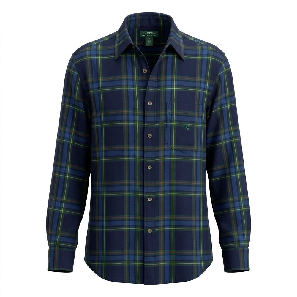 Lauren Ralph Lauren Plaid Long Sleeve Button-Up Shirt Women Size M